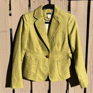 J. Crew Chartreuse Single-Button Wool Blend Blazer